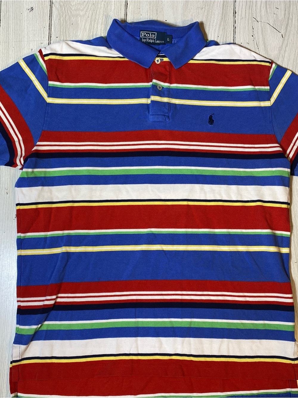 Polo Ralph Lauren Stripped Shirt Sleeve Polo Shirt Men’s Size Large Multi Color